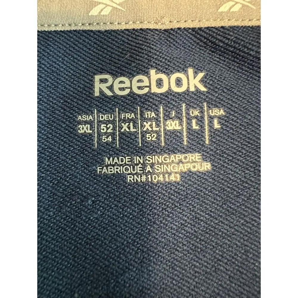 Reebok Track Style Warm Up Jacket Large 1/4 Zip Front Pullover Logo Golf Running
